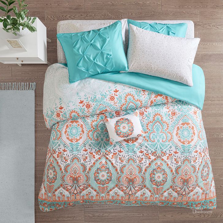 The appearance of Vinnie Polyester Brushed Microfiber Printed 6Pcs Complete Bed And Twin Sheet Set In Aqua designed by Olliix in the modern / contemporary interior design. This aqua piece of furniture  was selected by 1StopBedrooms from Vinnie Collection to add a touch of cosiness and style into your home. Sku: ID10-1560. Material: Polyester. Bed Size: Twin. Product Type: Comforter Set. Image1