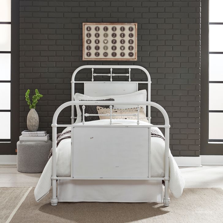 The appearance of Vintage Series Twin Metal Bed - Antique White designed by Liberty in the rustic / southwestern interior design. This antique white piece of furniture  was selected by 1StopBedrooms from Vintage Series Collection to add a touch of cosiness and style into your home. Sku: 179-BR11HFR-AW. Material: Metal. Bed Size: Twin. Product Type: Slat / Spindle Bed. Bed Type: Slat / Spindle Bed. Image1
