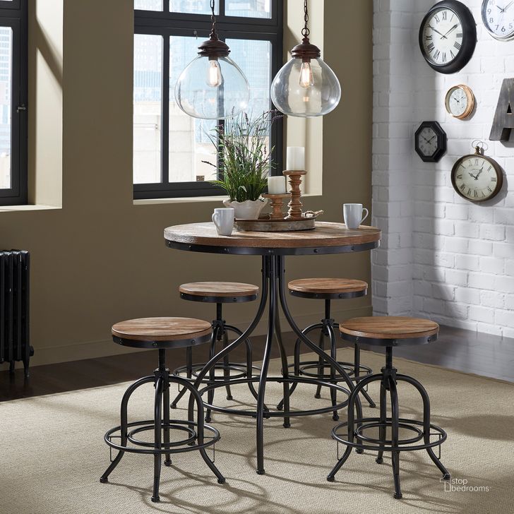 The appearance of Vintage Weathered Gray Pub Set designed by Liberty in the transitional interior design. This brown piece of furniture  was selected by 1StopBedrooms from Vintage Collection to add a touch of cosiness and style into your home. Sku: 179-PUB3636;179-B000324. Table Top Shape: Round. Material: Wood. Product Type: Bar Set. Image1