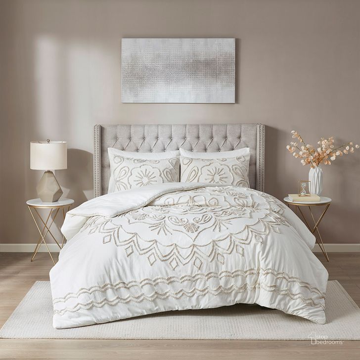 The appearance of Violette Cotton Tufted Queen Comforter Set In Ivory/Taupe designed by Olliix in the modern / contemporary interior design. This ivory/taupe piece of furniture  was selected by 1StopBedrooms from Violette Collection to add a touch of cosiness and style into your home. Sku: MP10-7140. Material: Polyester. Bed Size: Queen. Product Type: Comforter Set. Image1