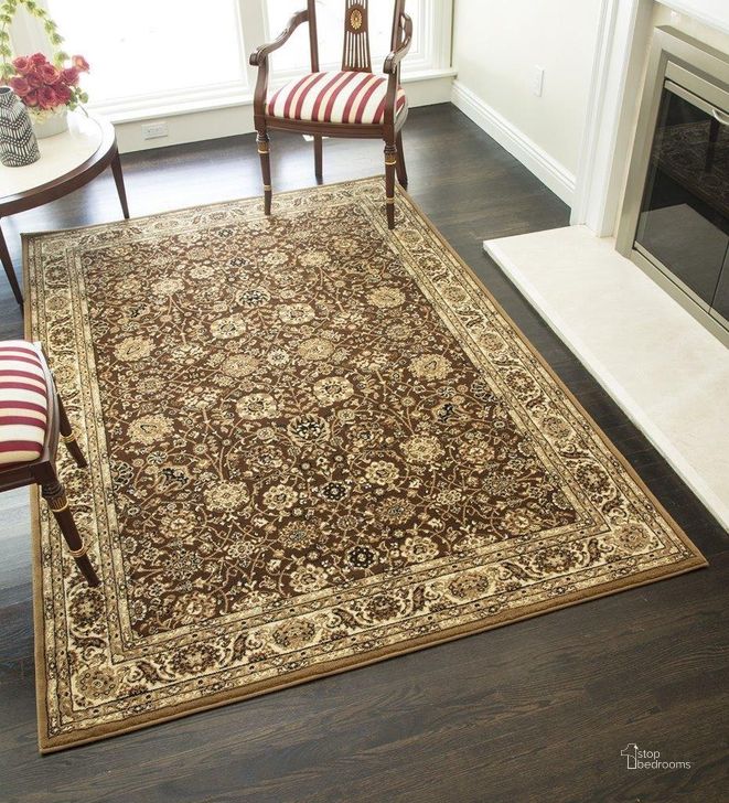 The appearance of Vista 1332-BRN Tabriz Brown Oriental Traditional Brown 5'3Round Area Rug designed by Rugs America in the traditional interior design. This brown piece of furniture  was selected by 1StopBedrooms from Vista Collection to add a touch of cosiness and style into your home. Sku: RA21854. Material: Polypropylene. Product Type: Area Rugs. Image1