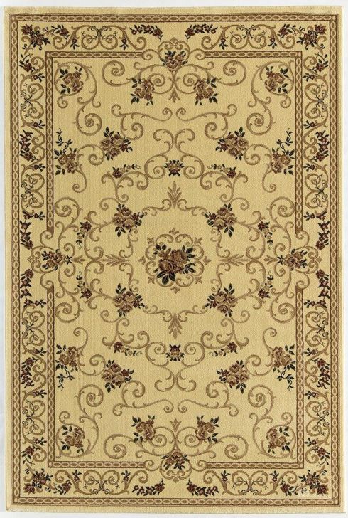 The appearance of Vista 207-CRM Souvanerie Cream Floral Traditional Beige 5' x 7'10 Area Rug designed by Rugs America in the traditional interior design. This beige piece of furniture  was selected by 1StopBedrooms from Vista Collection to add a touch of cosiness and style into your home. Sku: RA21827. Material: Polypropylene. Product Type: Area Rugs. Image1