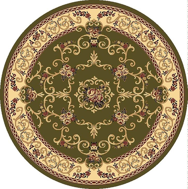 The appearance of Vista 207-OLI Souvanerie Olive Floral Traditional Green 5'3Round Area Rug designed by Rugs America in the traditional interior design. This green piece of furniture  was selected by 1StopBedrooms from Vista Collection to add a touch of cosiness and style into your home. Sku: RA21834. Material: Polypropylene. Product Type: Area Rugs.