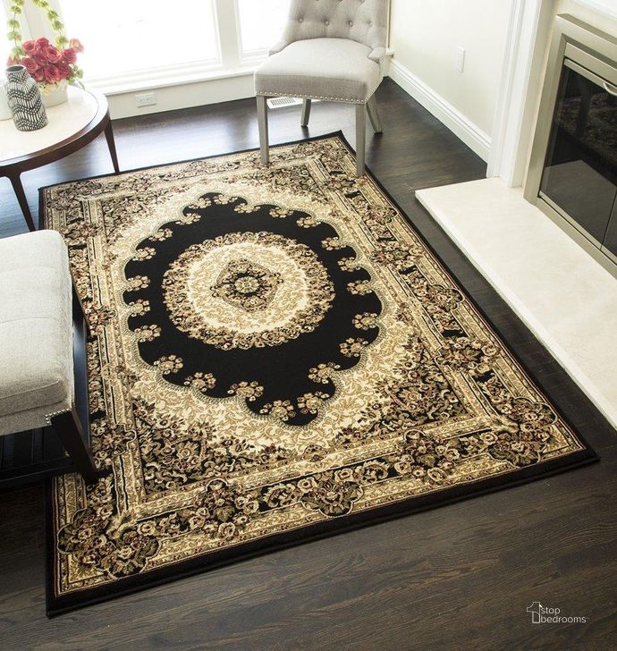 The appearance of Vista 807-BLK Kerman Black Oriental Traditional Black 5'3Round Area Rug designed by Rugs America in the traditional interior design. This black piece of furniture  was selected by 1StopBedrooms from Vista Collection to add a touch of cosiness and style into your home. Sku: RA21352. Material: Polypropylene. Product Type: Area Rugs. Image1