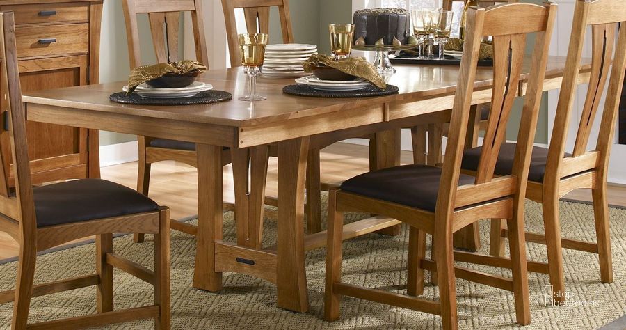 The appearance of Viterbo Brown Dining Table 0qb2359911 designed by Herrein Hall in the cabin / lodge interior design. This brown piece of furniture  was selected by 1StopBedrooms from Viterbo Collection to add a touch of cosiness and style into your home. Sku: CATAM630B;CATAM630T. Table Base Style: Trestle. Material: Wood. Product Type: Dining Table. Table Top Shape: Rectangular. Image1