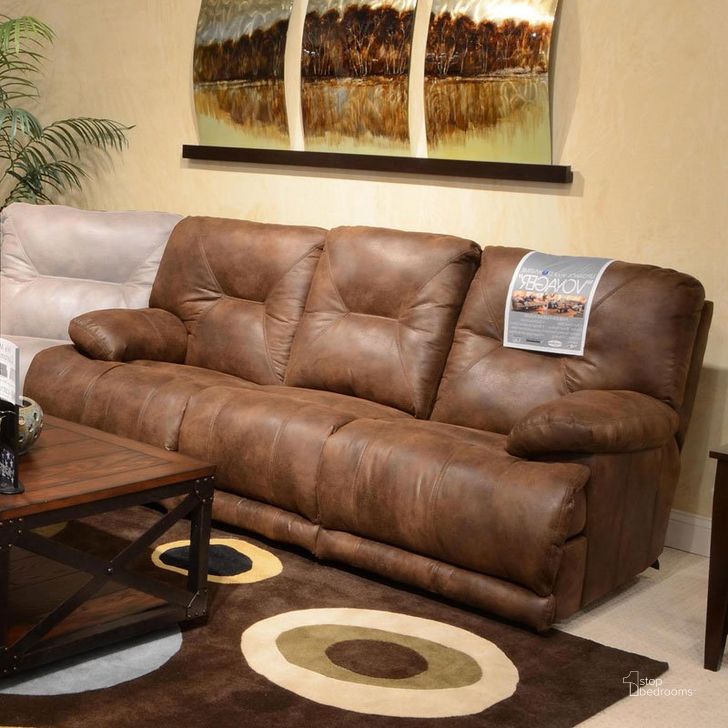 The appearance of Voyager Elk Power Reclining Sofa designed by Catnapper in the transitional interior design. This brown piece of furniture  was selected by 1StopBedrooms from Voyager Collection to add a touch of cosiness and style into your home. Sku: 64381122829302829. Material: Polyester. Product Type: Reclining Sofa.