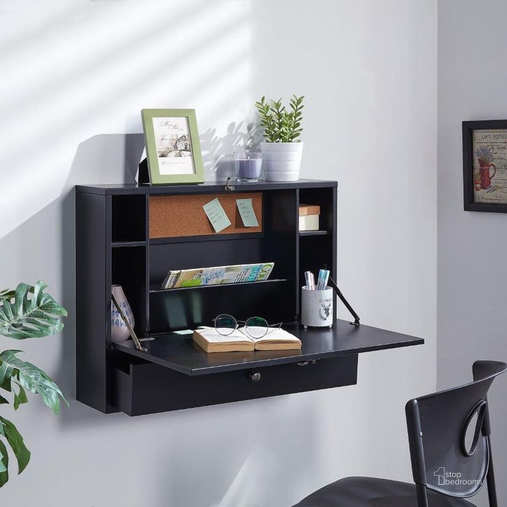 The appearance of Wall Mount Laptop Desk In Universal Style In Black designed by SEI Furniture in the transitional interior design. This black piece of furniture  was selected by 1StopBedrooms from  to add a touch of cosiness and style into your home. Sku: HO8292. Material: Wood. Product Type: Desk. Image1
