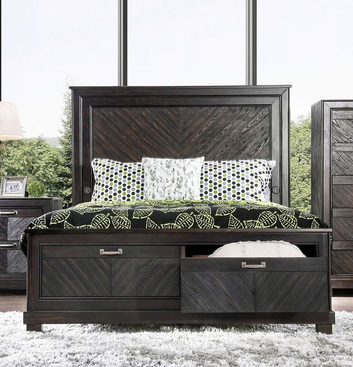 The appearance of Wannsville Espresso King Storage Bed designed by Bennett Interiors in the transitional interior design. This espresso piece of furniture  was selected by 1StopBedrooms from Wannsville Collection to add a touch of cosiness and style into your home. Sku: CM7315EK-HB;CM7315EK-FB;CM7315EK-R. Bed Type: Storage Bed. Product Type: Storage Bed. Bed Size: King. Image1