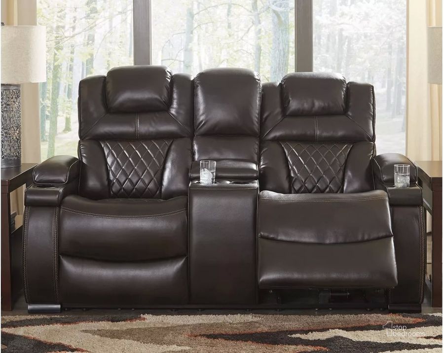 Warnerton Power Reclining Loveseat In Chocolate by Ashley Furniture