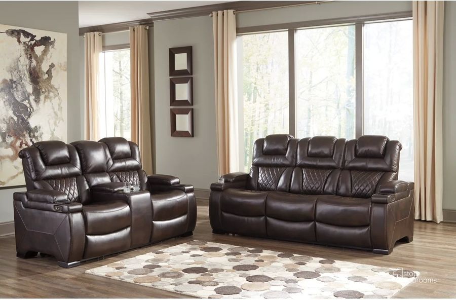 Warnerton Power Reclining Loveseat In Chocolate by Ashley Furniture