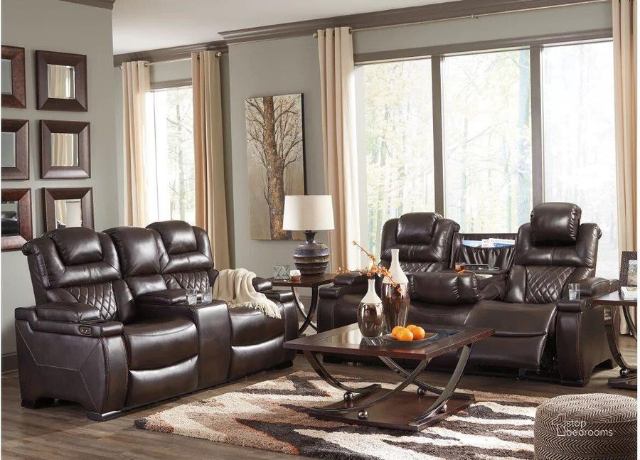 Warnerton Power Reclining Loveseat In Chocolate by Ashley Furniture