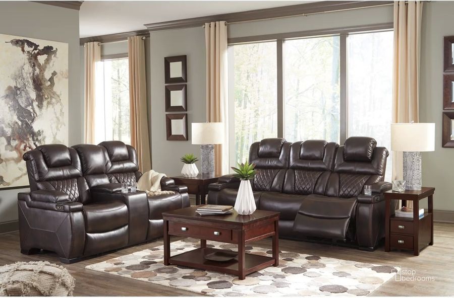 Warnerton Power Reclining Loveseat In Chocolate by Ashley Furniture