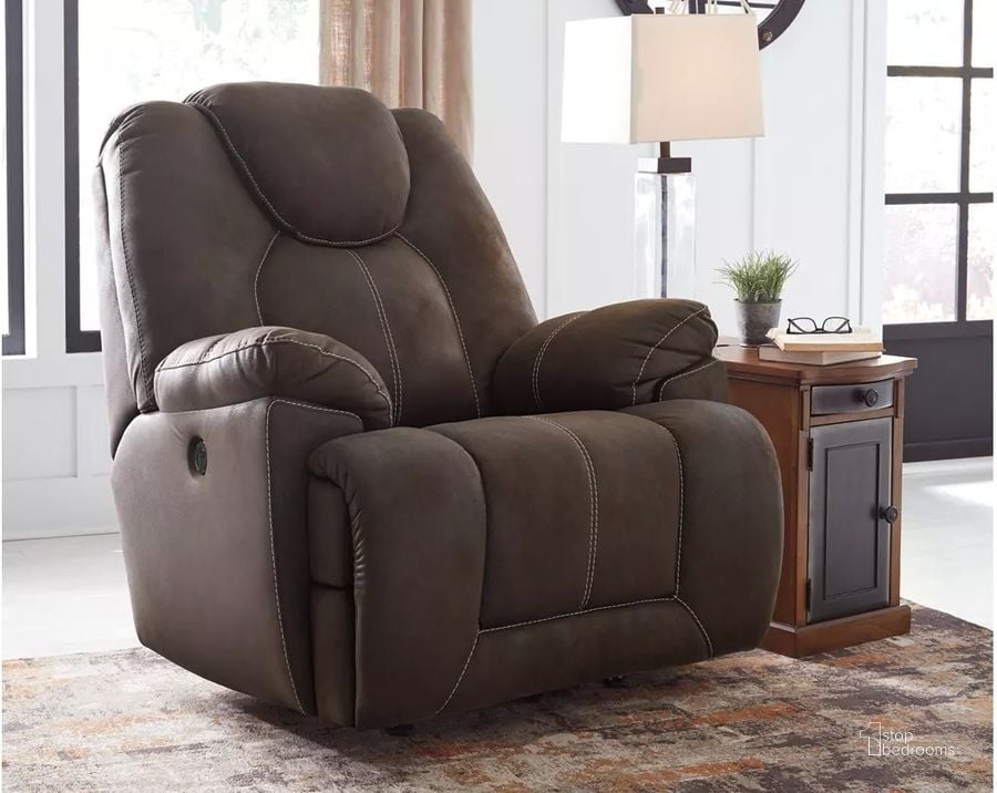 The appearance of Warrior Fortress Coffee Power Recliner designed by Signature Design by Ashley in the modern / contemporary interior design. This coffee piece of furniture  was selected by 1StopBedrooms from Warrior Fortress Collection to add a touch of cosiness and style into your home. Sku: 4670198. Material: Fabric. Product Type: Recliner. Image1