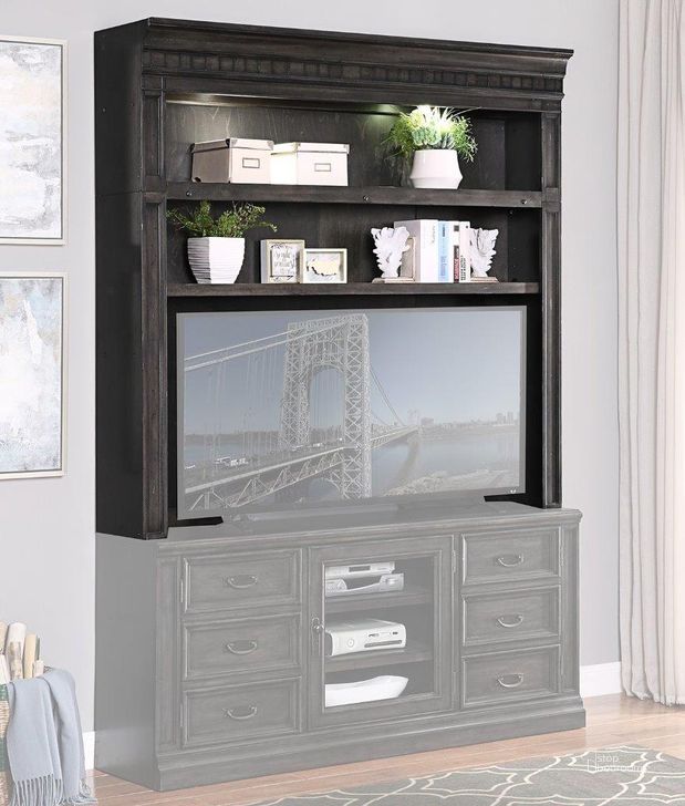 The appearance of Washington Heights 66 Inch Tv Hutch designed by Parker House in the traditional interior design. This charcoal piece of furniture  was selected by 1StopBedrooms from Washington Heights Collection to add a touch of cosiness and style into your home. Sku: WAS#405. Product Type: Hutch. Material: Poplar.