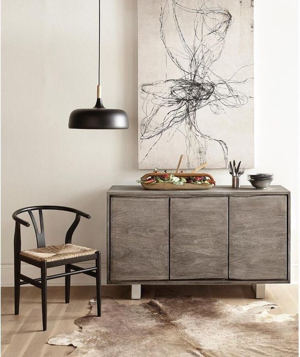 The appearance of Waverly Sandblasted Gray Sideboard designed by Riverside Furniture in the industrial interior design. This gray piece of furniture  was selected by 1StopBedrooms from Waverly Collection to add a touch of cosiness and style into your home. Sku: 49756. Product Type: Sideboard. Image1