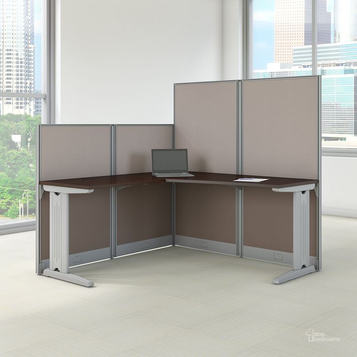 The appearance of Mocha Cherry L Shaped Cubicle Workstation designed by Bush Furniture in the modern / contemporary interior design. This mocha cherry piece of furniture  was selected by 1StopBedrooms from Office In An Hour Collection to add a touch of cosiness and style into your home. Sku: WC36894-03K. Product Type: Work Station.