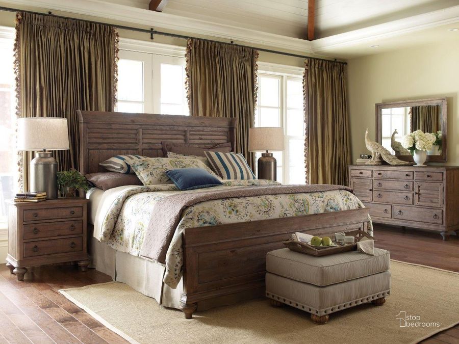 The appearance of Weatherford Heather Shelter Bedroom Set designed by Kincaid in the transitional interior design. This brown piece of furniture  was selected by 1StopBedrooms from Weatherford Collection to add a touch of cosiness and style into your home. Sku: 76-131P;76-143. Bed Type: Panel Bed. Material: Wood. Bed Size: King. Product Type: Shelter Bed. Image1