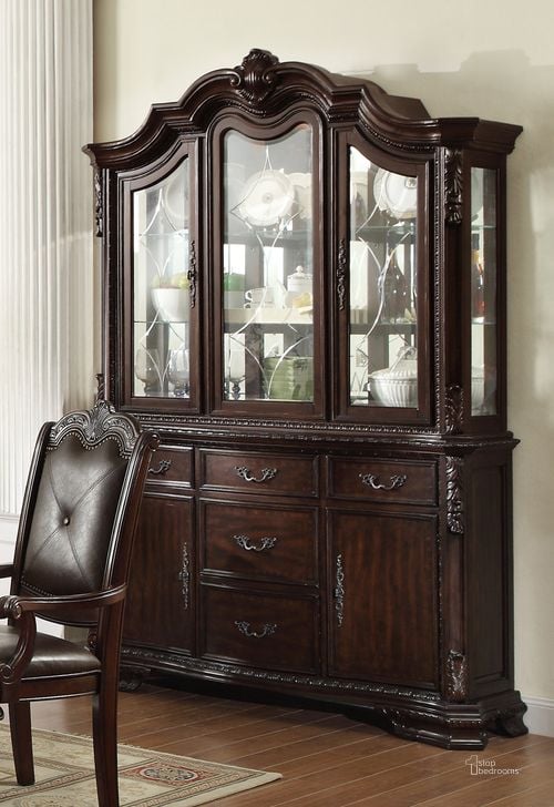 The appearance of Crown Mark Kiera Buffet with Hutch in Rich Brown 2150BH designed by Crown Mark in the traditional interior design. This brown piece of furniture  was selected by 1StopBedrooms from Kiera Collection to add a touch of cosiness and style into your home. Sku: 2150-B;2150-H. Material: Wood. Product Type: Buffet and Hutch. Image1