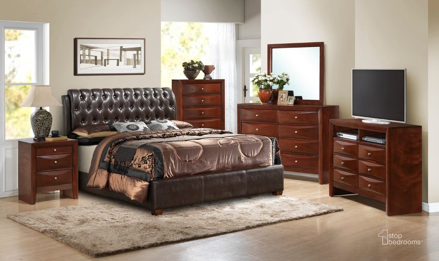 The appearance of Glory Furniture G1550 Upholstered Bedroom Set in Cherry designed by Glory in the traditional interior design. This cherry piece of furniture  was selected by 1StopBedrooms from G1550 Collection to add a touch of cosiness and style into your home. Sku: G1550C-TB-UP-Twin Bed  Headboard & Footboard & Rails;G1550-N-Nightstand. Material: Wood. Product Type: Panel Bed. Bed Size: Queen. Image1