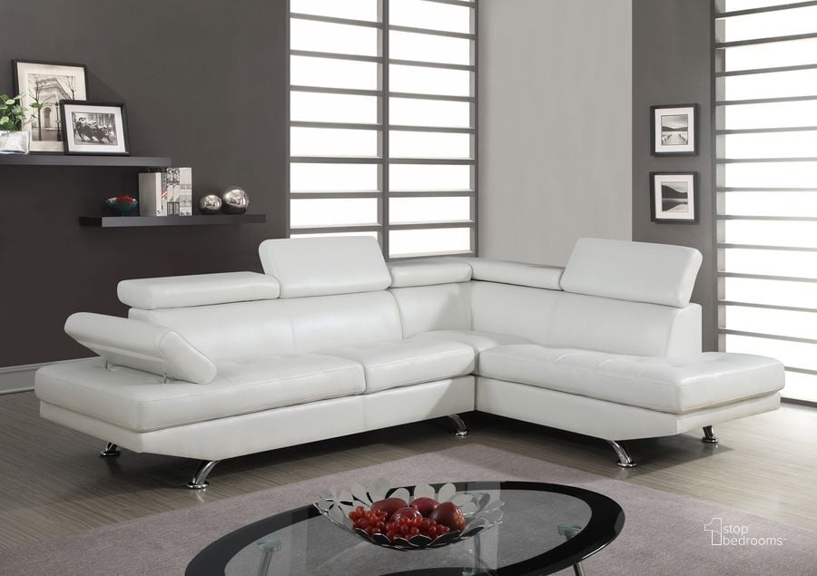 The appearance of Global Furniture U9782 2-Piece Sectional in White designed by Global Furniture USA in the traditional interior design. This white piece of furniture  was selected by 1StopBedrooms from U9782 Collection to add a touch of cosiness and style into your home. Sku: U9782-WHITE-SECRCHS (M);U9782-WHITE-SEC2.5L (M). Material: Wood. Product Type: Sectional. Layout: L-Shape.