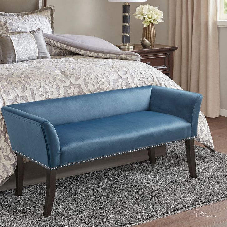 The appearance of Welburn Accent Bench In Blue designed by Olliix in the transitional interior design. This blue piece of furniture  was selected by 1StopBedrooms from Welburn Collection to add a touch of cosiness and style into your home. Sku: MP105-1049. Material: Wood. Product Type: Bench. Image1