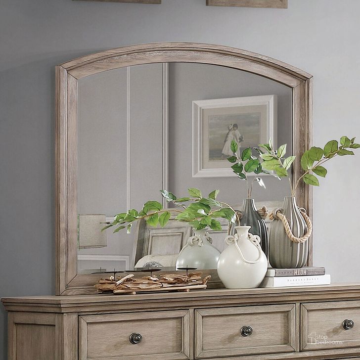 The appearance of Wells Mirror In Gray designed by Furniture of America in the transitional interior design. This gray piece of furniture  was selected by 1StopBedrooms from Wells Collection to add a touch of cosiness and style into your home. Sku: CM7568M. Material: Wood. Product Type: Mirror. Image1