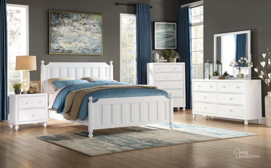 The appearance of Wellsummer White Poster Bedroom Set designed by Homelegance in the country / farmhouse interior design. This white piece of furniture  was selected by 1StopBedrooms from Wellsummer Collection to add a touch of cosiness and style into your home. Sku: 1803W-1;1803W-2;1803W-3;1803W-4. Bed Type: Poster Bed. Material: Wood. Product Type: Poster Bed. Bed Size: Queen. Image1