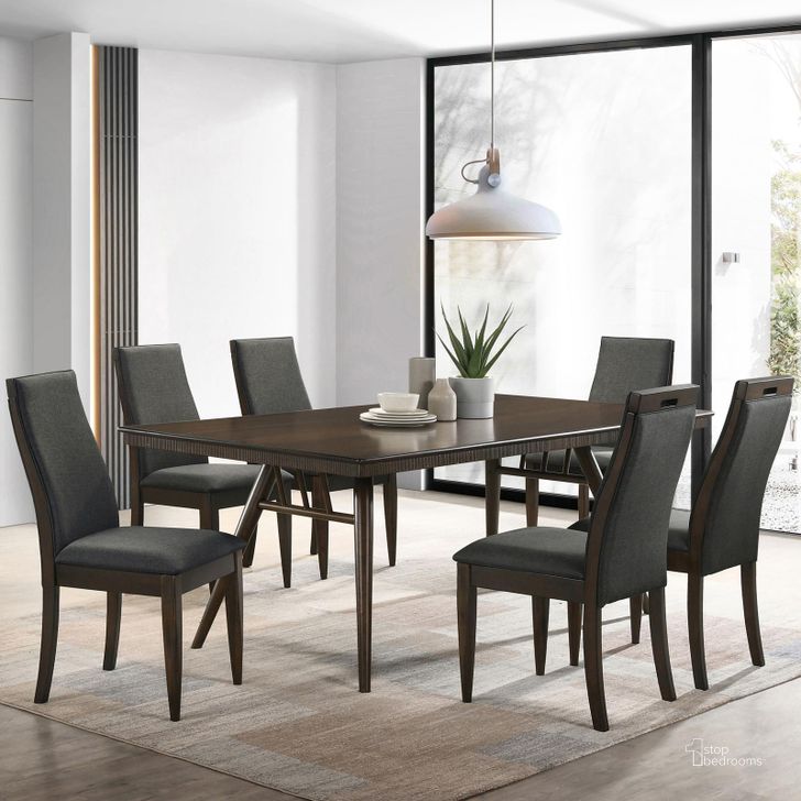 The appearance of Wes Dining Room Set designed by Coaster in the modern / contemporary interior design. This dark walnut piece of furniture  was selected by 1StopBedrooms from Wes Collection to add a touch of cosiness and style into your home. Sku: 115271B1;115271B2;115272. Table Base Style: Double Pedestal. Product Type: Dining Room Set. Material: MDF. Table Top Shape: Rectangular. Image1