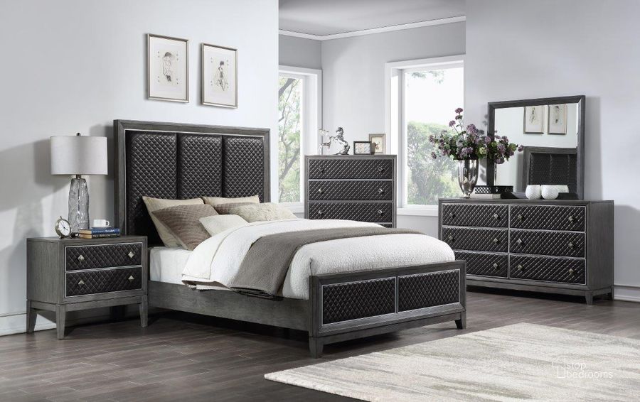 The appearance of West End Wire Brushed Gray Panel Bedroom Set designed by Homelegance in the transitional interior design. This gray piece of furniture  was selected by 1StopBedrooms from West End Collection to add a touch of cosiness and style into your home. Sku: 1566GY-1;1566GY-2;1566GY-3;1566GY-4. Bed Type: Panel Bed. Material: Wood. Product Type: Panel Bed. Bed Size: Queen. Image1