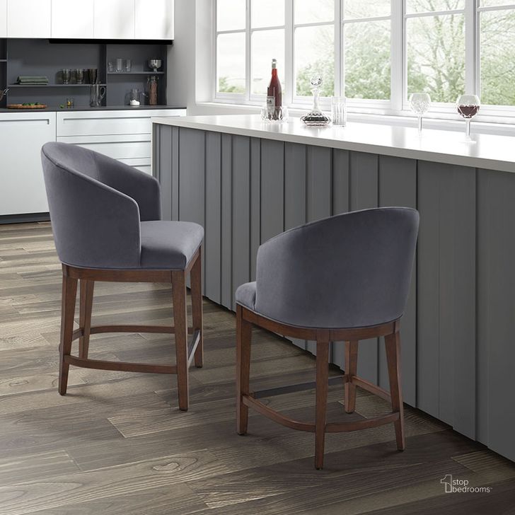 The appearance of Wheaton Counter Stool In Gray designed by Olliix in the  interior design. This gray piece of furniture  was selected by 1StopBedrooms from Wheaton Collection to add a touch of cosiness and style into your home. Sku: MT104-0142. Material: Wood. Product Type: Barstool. Image1