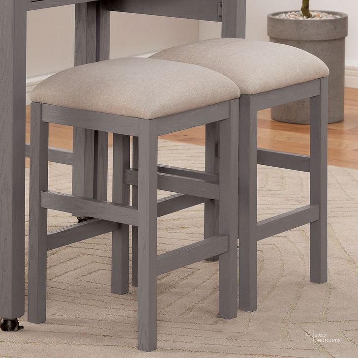 The appearance of Whitehall Counter Height Stool Set of 2 In White/Light Gray/Beige designed by Furniture of America in the rustic / southwestern interior design. This white/light gray/beige piece of furniture  was selected by 1StopBedrooms from Whitehall Collection to add a touch of cosiness and style into your home. Sku: FOA3544LG-ST-2PK. Material: Wood. Product Type: Barstool. Image1