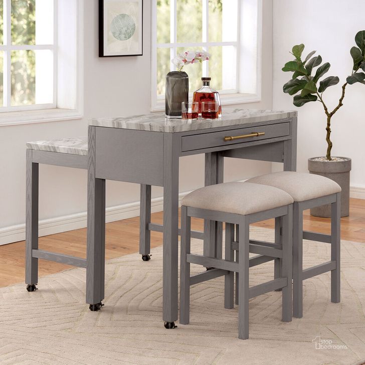 The appearance of Whitehall Counter Height Table In White/Light Gray/Beige designed by Furniture of America in the rustic / southwestern interior design. This white/light gray/beige piece of furniture  was selected by 1StopBedrooms from Whitehall Collection to add a touch of cosiness and style into your home. Sku: FOA3544LG-PT. Material: Wood. Product Type: Counter Height Table. Image1