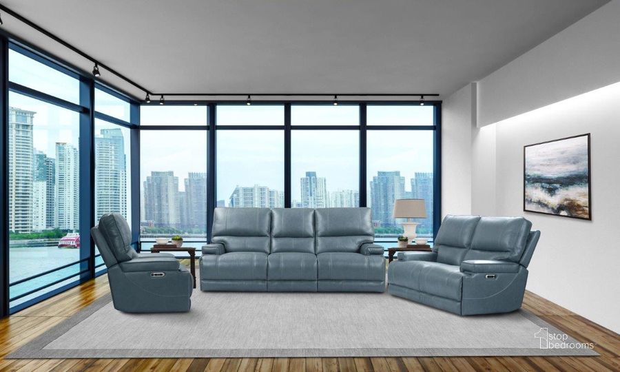 The appearance of Whitman Verona Azure Cordless Power Reclining Living Room Set designed by Parker House in the modern / contemporary interior design. This gray piece of furniture  was selected by 1StopBedrooms from Whitman Collection to add a touch of cosiness and style into your home. Sku: MWHI#832PH-P25-VAZ;MWHI#822PH-P25-VAZ. Product Type: Living Room Set. Image1