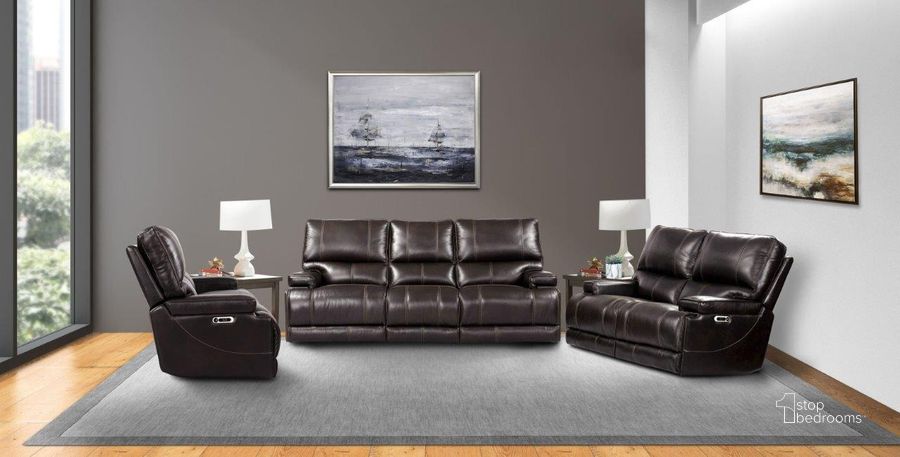 The appearance of Whitman Verona Coffee Cordless Power Reclining Living Room Set designed by Parker House in the modern / contemporary interior design. This brown piece of furniture  was selected by 1StopBedrooms from Whitman Collection to add a touch of cosiness and style into your home. Sku: MWHI#832PH-P25-VCO;MWHI#822PH-P25-VCO. Product Type: Living Room Set. Image1
