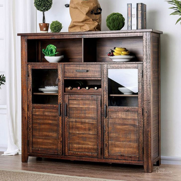 The appearance of Wichita Light Walnut Server designed by Furniture of America in the rustic / southwestern interior design. This brown piece of furniture  was selected by 1StopBedrooms from Wichita Collection to add a touch of cosiness and style into your home. Sku: CM3061SV. Product Type: Buffets, Sideboards and Server. Image1