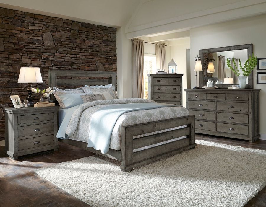 The appearance of Willow Distressed Dark Gray Slat Bedroom Set designed by Progressive Furniture in the transitional interior design. This gray piece of furniture  was selected by 1StopBedrooms from Willow Collection to add a touch of cosiness and style into your home. Sku: P600-60;P600-61;P600-78;P600-43. Bed Type: Panel Bed. Product Type: Panel Bed. Bed Size: Queen. Material: Pine. Image1
