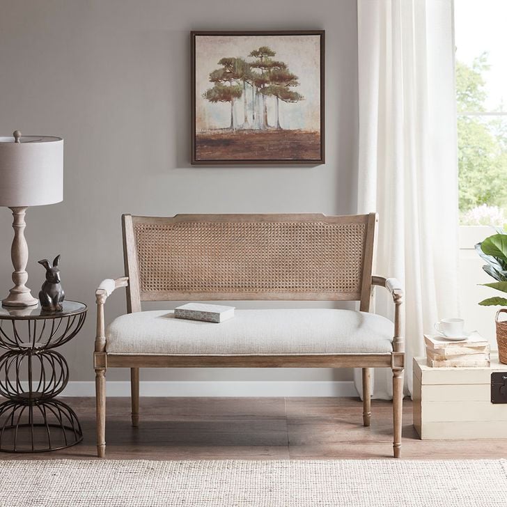 The appearance of Willshire Settee In Beige/ Reclaimed Natural designed by Olliix in the country / farmhouse interior design. This beige/ reclaimed natural piece of furniture  was selected by 1StopBedrooms from Willshire Collection to add a touch of cosiness and style into your home. Sku: MP106-0897. Material: Wood. Product Type: Settee. Image1