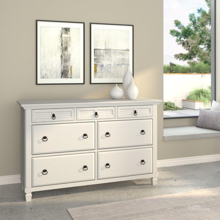 The appearance of Winchester 7 Drawer Dresser In White designed by Alpine in the coastal interior design. This white piece of furniture  was selected by 1StopBedrooms from Winchester Collection to add a touch of cosiness and style into your home. Sku: 1306-03. Product Type: Dresser. Material: Pine. Image1