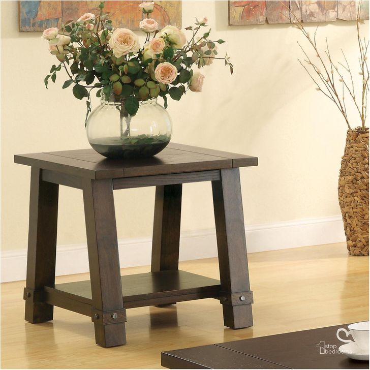 The appearance of Windridge Sagamore Burnished Ash Angle Leg End Table designed by Riverside Furniture in the transitional interior design. This brown piece of furniture  was selected by 1StopBedrooms from Windridge Collection to add a touch of cosiness and style into your home. Sku: 76508. Product Type: End Table. Image1