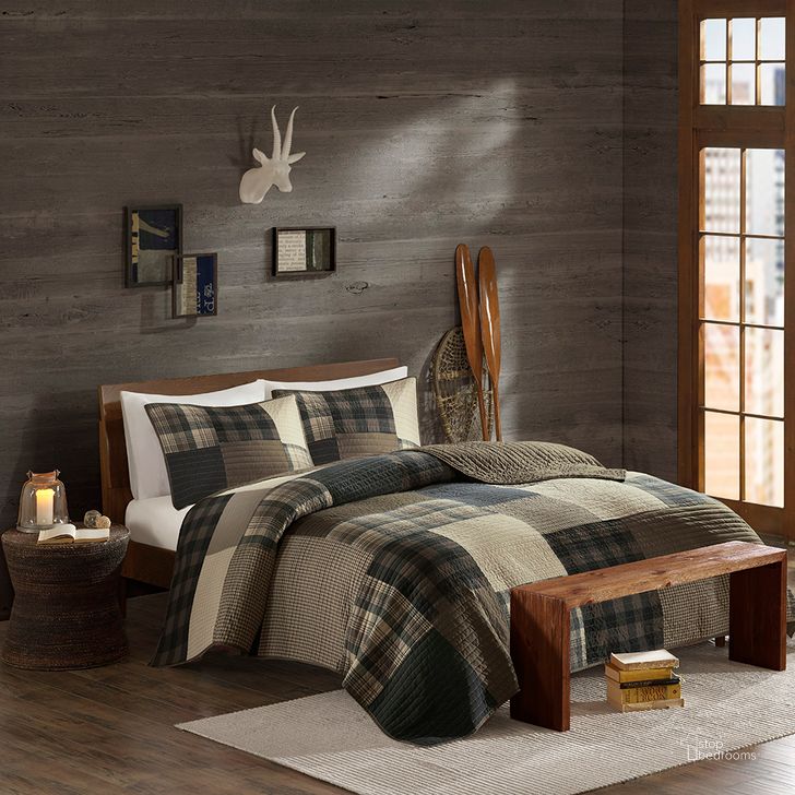 The appearance of Winter Cotton Printed Pieced King Quilt Mini Set In Tan designed by Olliix in the cabin / lodge interior design. This tan piece of furniture  was selected by 1StopBedrooms from Winter Hills Collection to add a touch of cosiness and style into your home. Sku: WR14-1729. Bed Size: King. Material: Cotton. Product Type: Quilt Set. Image1