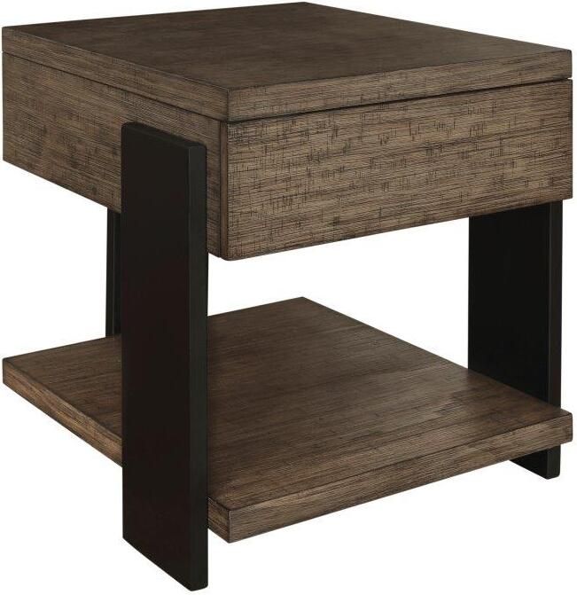 The appearance of Winter Park End Table In Brown/Black designed by Progressive Furniture in the transitional interior design. This brown/black piece of furniture  was selected by 1StopBedrooms from Winter Park Collection to add a touch of cosiness and style into your home. Sku: T640-04. Product Type: End Table. Material: MDF. Image1