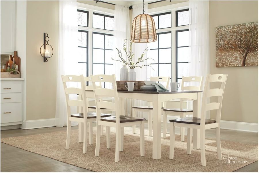 Valebeck 7 Piece Dining Table Set - Off-White with Brown
