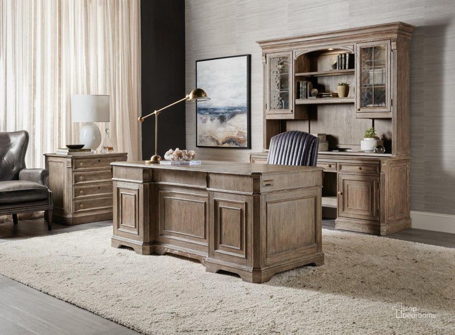 The appearance of Work Your Way Distressed Medium Clear Oak Sutter Home Office Set designed by Hooker in the traditional interior design. This beige piece of furniture  was selected by 1StopBedrooms from Work Your Way Collection to add a touch of cosiness and style into your home. Sku: 5981-10563-80;5981-10445-80. Material: Wood. Product Type: Home Office Set. Image1