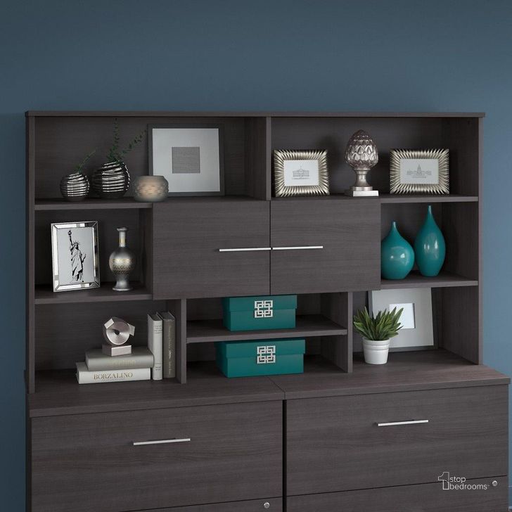 The appearance of Wreck Cove Gray Hutch 0qb24510260 designed by Luxe Linea in the modern / contemporary interior design. This gray piece of furniture  was selected by 1StopBedrooms from Wreck Cove Collection to add a touch of cosiness and style into your home. Sku: OFH172SGK. Product Type: Hutch. Image1