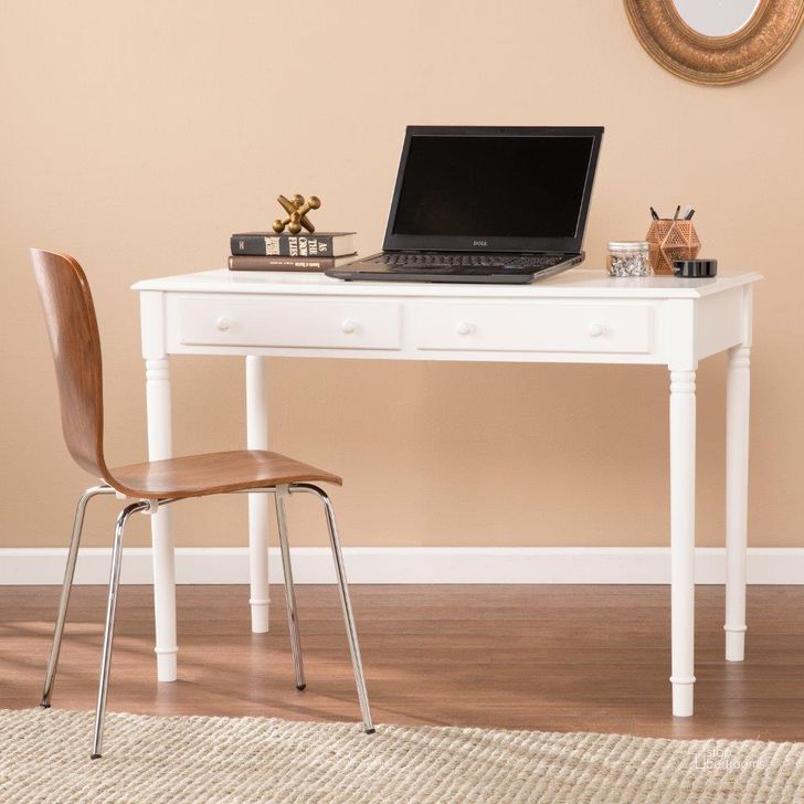 The appearance of Writing 2-Drawer Desk In Crisp White designed by SEI Furniture in the country / farmhouse interior design. This white piece of furniture  was selected by 1StopBedrooms from 2-Drawer Desk Collection to add a touch of cosiness and style into your home. Sku: HO8800. Material: Wood. Product Type: Writing Desk. Image1