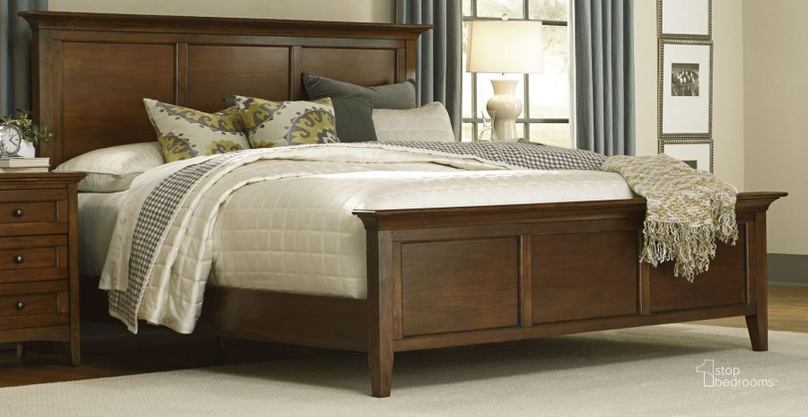 The appearance of Westlake Cherry Brown King Mansion Bed designed by A-America in the transitional interior design. This brown piece of furniture  was selected by 1StopBedrooms from Westlake Collection to add a touch of cosiness and style into your home. Sku: WSLCB513U;WSLCB513V. Bed Type: Panel Bed. Material: Wood. Product Type: Panel Bed. Bed Size: King. Image1