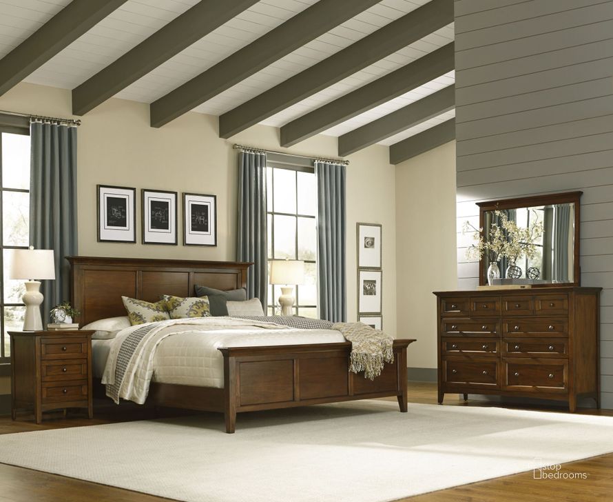 The appearance of Westlake Cherry Brown Mansion Bedroom Set designed by A-America in the transitional interior design. This brown piece of furniture  was selected by 1StopBedrooms from Westlake Collection to add a touch of cosiness and style into your home. Sku: WSLCB503U;WSLCB503V;WSLCB5750. Bed Type: Panel Bed. Material: Wood. Product Type: Panel Bed. Bed Size: Queen. Image1