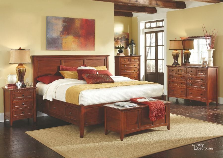 The appearance of Westlake Cherry Brown Storage Bedroom Set designed by A-America in the transitional interior design. This brown piece of furniture  was selected by 1StopBedrooms from Westlake Collection to add a touch of cosiness and style into your home. Sku: WSLCB509F;WSLCB509H;WSLCB509P;WSLCB509Y;WSLCB509Z;WSLCB5750. Bed Type: Storage Bed. Material: Wood. Product Type: Storage Bed. Bed Size: Queen. Image1