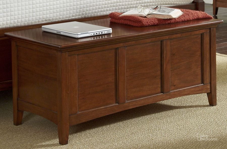The appearance of Westlake Cherry Brown Blanket Trunk designed by A-America in the transitional interior design. This brown piece of furniture  was selected by 1StopBedrooms from Westlake Collection to add a touch of cosiness and style into your home. Sku: WSLCB5800. Material: Wood. Product Type: Storage Trunk. Image1