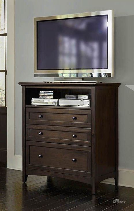 The appearance of Westlake Dark Mahogany Media Chest designed by A-America in the transitional interior design. This brown piece of furniture  was selected by 1StopBedrooms from Westlake Collection to add a touch of cosiness and style into your home. Sku: WSLDM5740. Material: Wood. Product Type: Media Chest. Image1